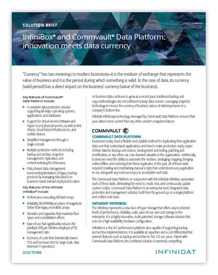 InfiniBox and Commvault® Data Platform: Innovation Meets Data Currency